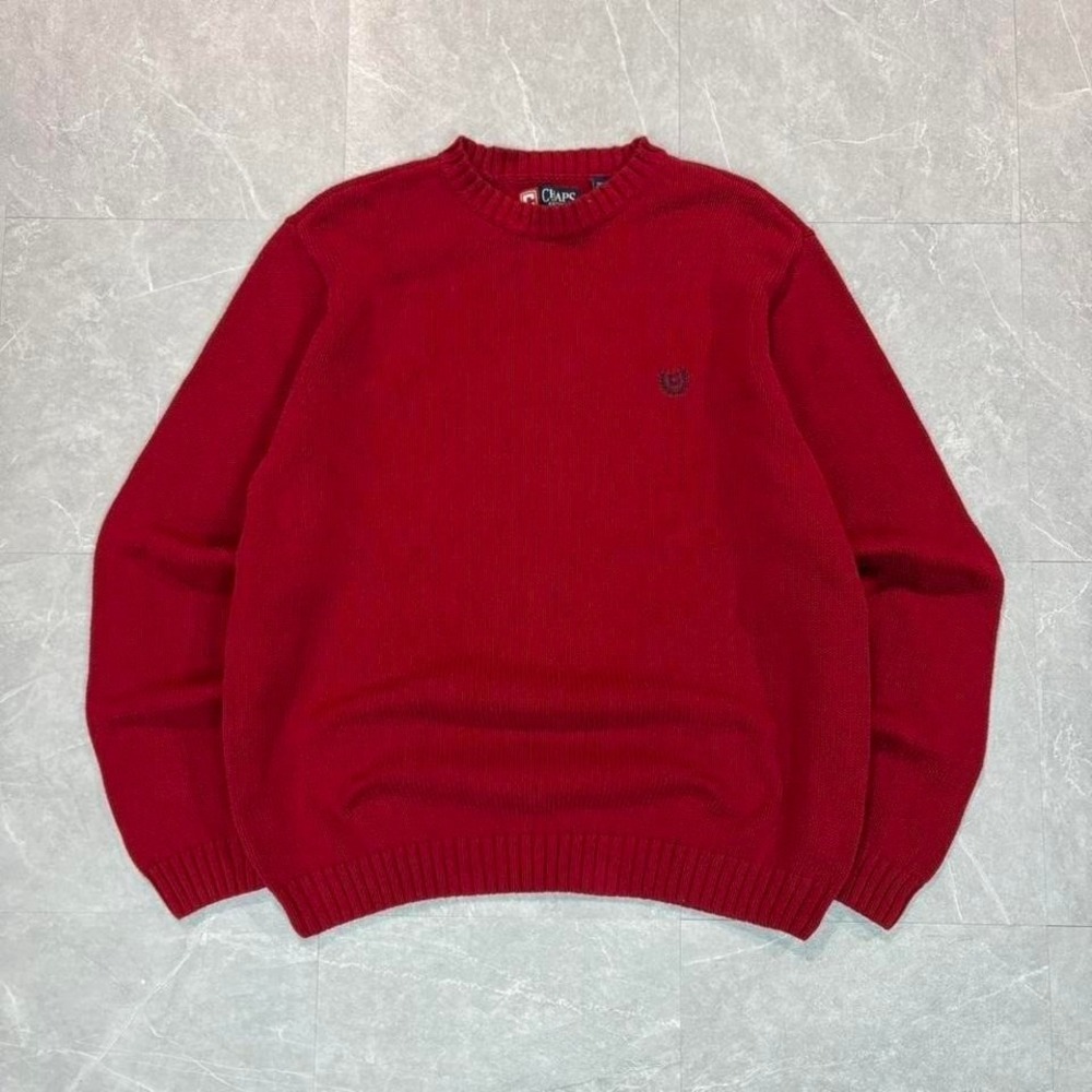 90's Chaps red crewneck sweater Size L‎ #knitwear